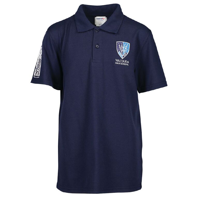 Schooltex Waitara High School Short Sleeve Polo with Embroidery, Navy, hi-res