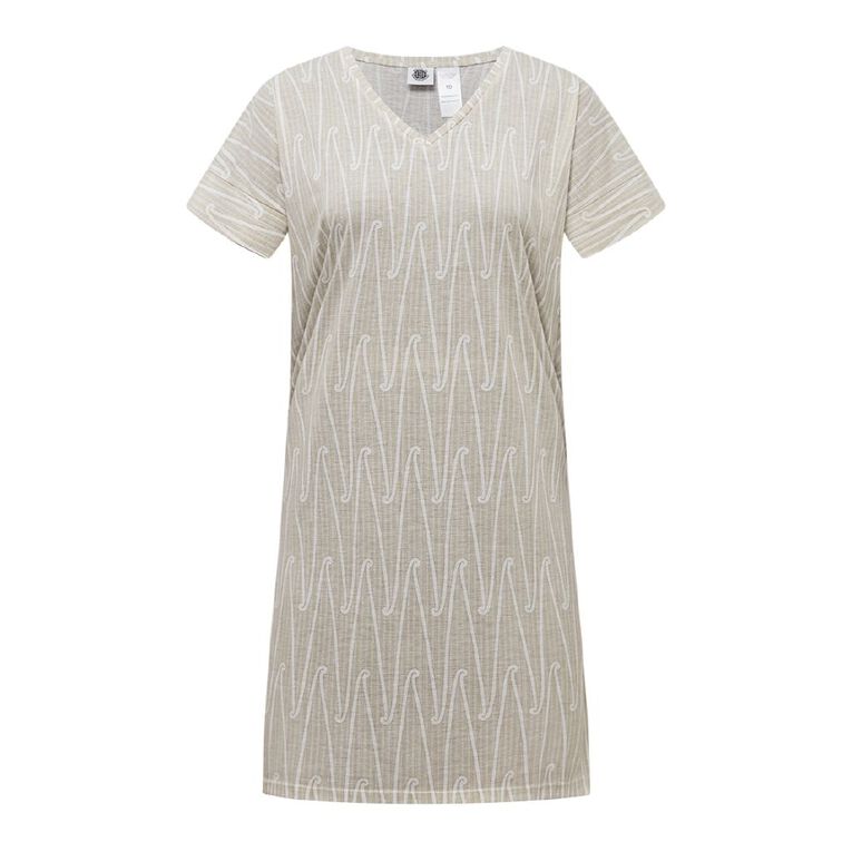 Karanga Ink Women's Jersey Pop Over Dress, Cream, hi-res