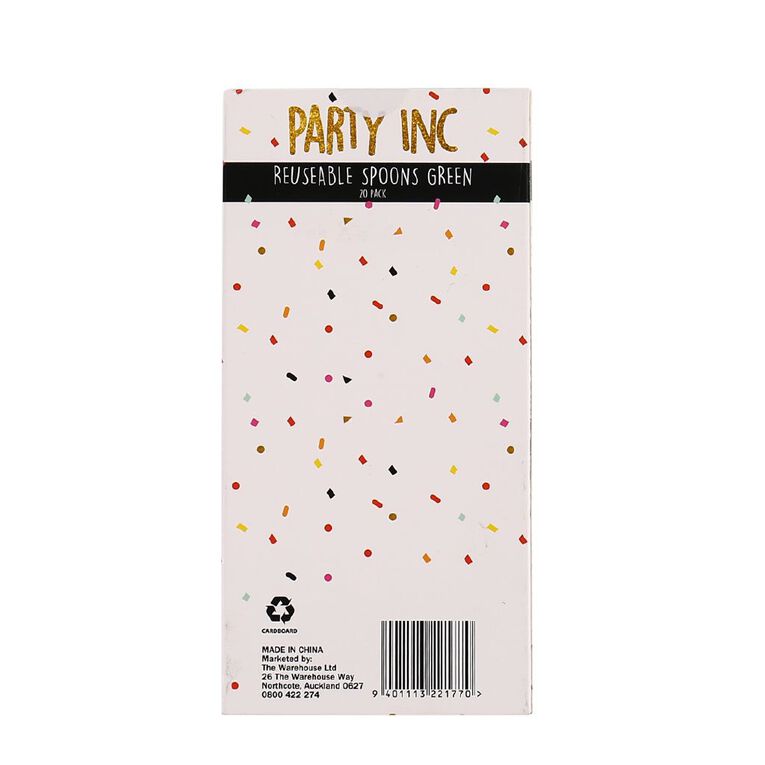 Party Inc Reuseable Spoons Green 20 Pack, , hi-res