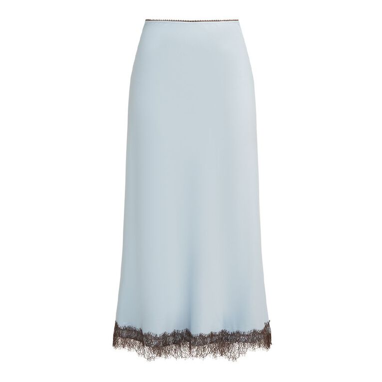 BRDRLESS Elle Satin Lace Maxi Skirt, Blue Light, hi-res