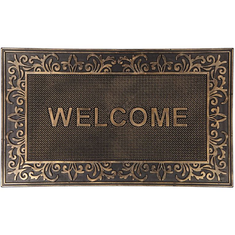 Living & Co Live Laugh Love Metallic Door Mat Bronze 45cm x 75cm, Bronze, hi-res