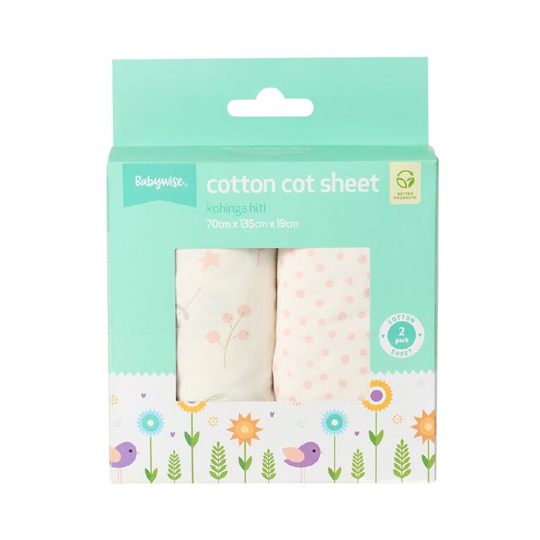Babywise Cotton Sheet Botanic 2 Pack, , hi-res