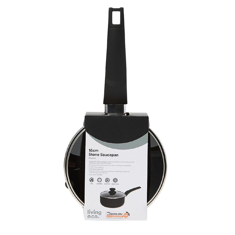 Living & Co Stone Saucepan Black 16cm, , hi-res