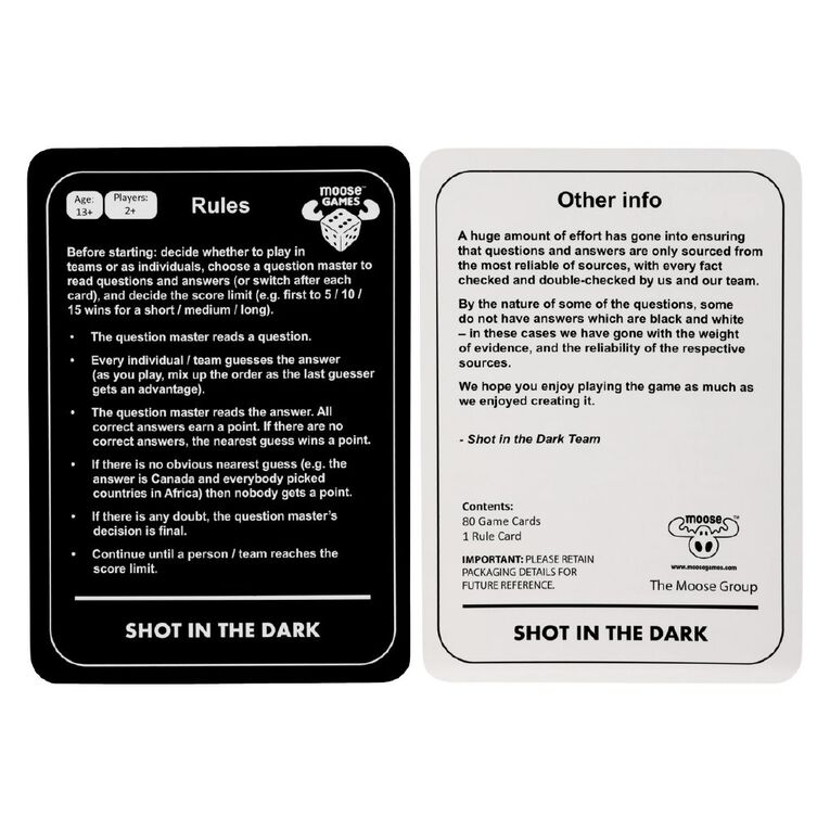 Shot In The Dark Game Original The Warehouse