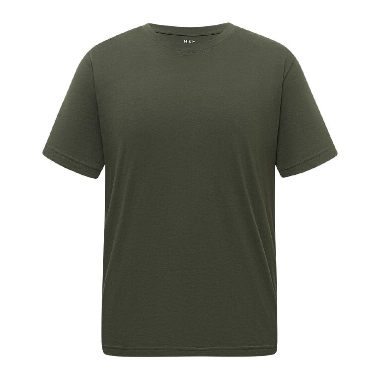 H&H Men's Regular Fit Crew Neck Tee, Green Dark, hi-res