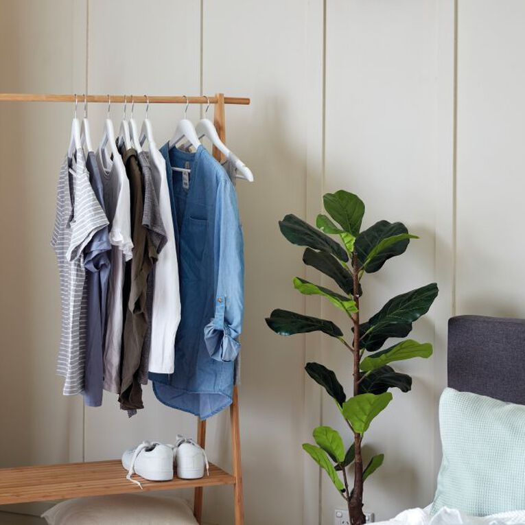 Living & Co Bamboo Garment Rack With 2 Shelves The Warehouse