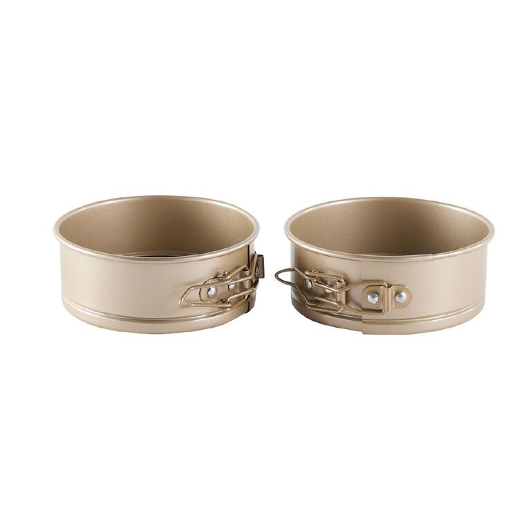 Living & Co Heavy Gauge Mini Cake Pan Gold 2 Pack, , hi-res