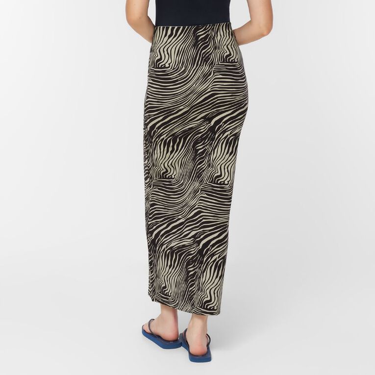 H&H Women's Contour Printed Maxi Skirt, Brown Dark, hi-res