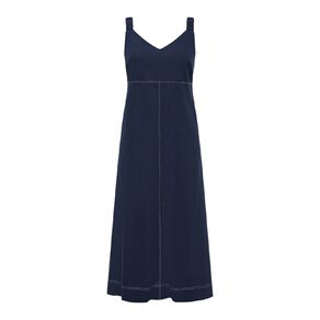 H&H Women's Contrast Stitch Cotton Linen Midi