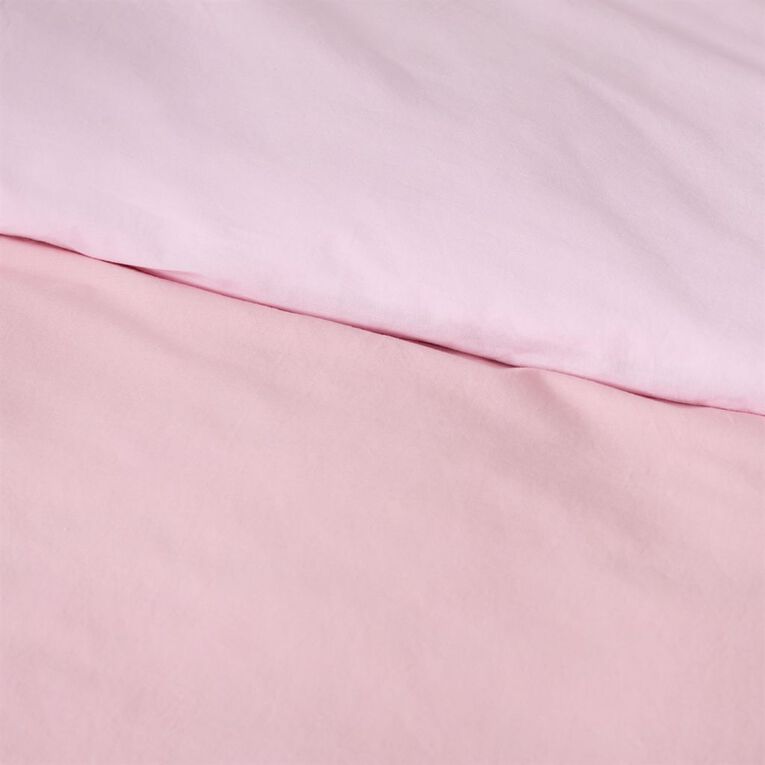 Living & Co Kids Duvet Covet Set Washed Cotton Pink Single, , hi-res