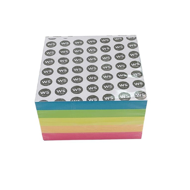WS Sticky Notes 76mm x 76mm Multi-Coloured 90 Sheet 5 Pack, , hi-res