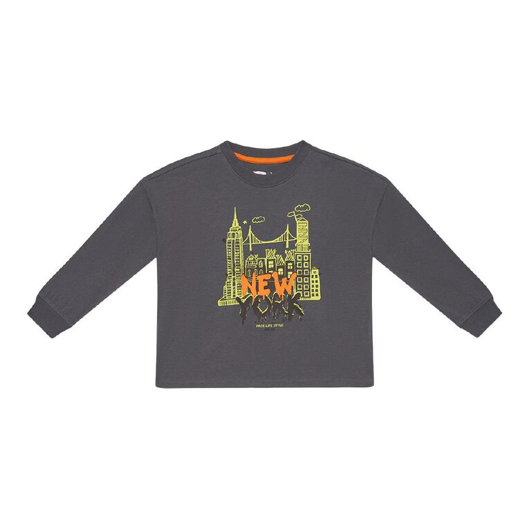 Young Original Long Sleeve Heavy Weight Tee, Grey Dark, hi-res