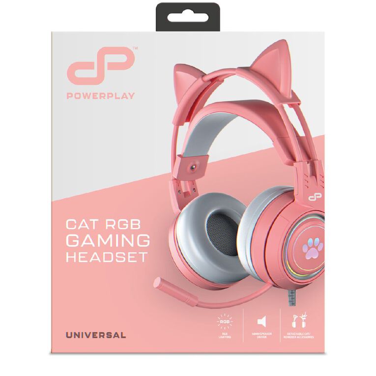 PowerPlay Cat RGB Gaming Headset Pink, , hi-res