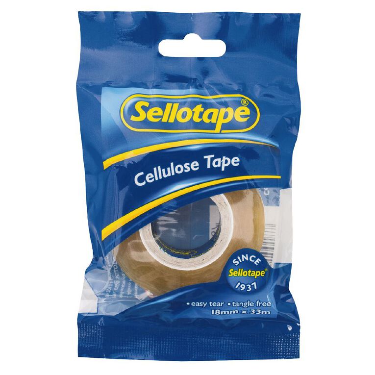 Sellotape Cellulose Tape 18mm x 33m Clear, , hi-res