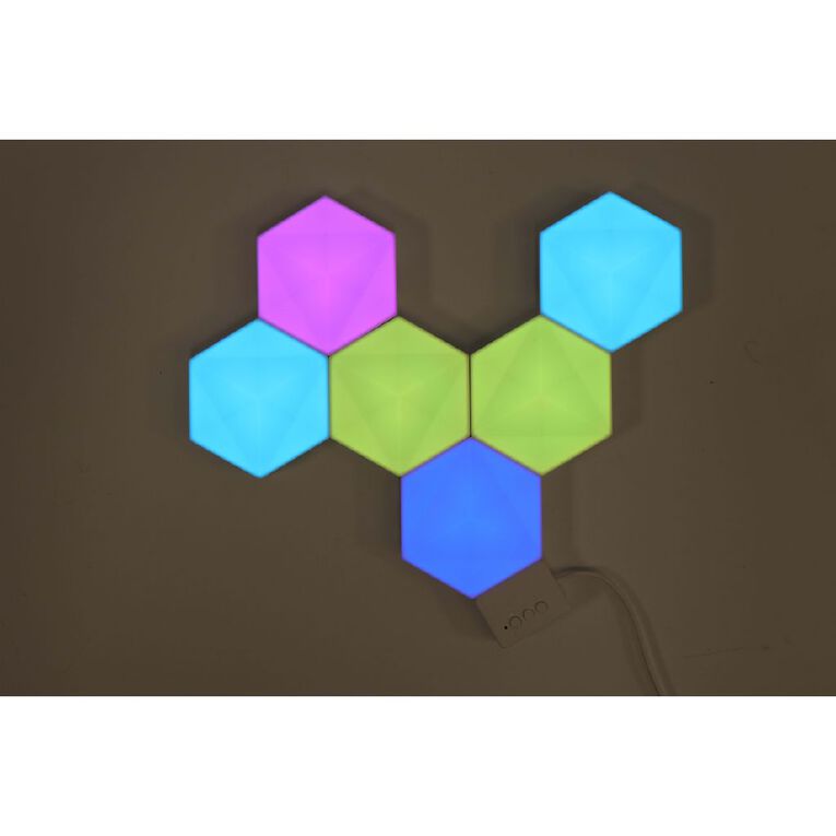 Living & Co Smart RGB Hexagon Lights 6 Pack, , hi-res