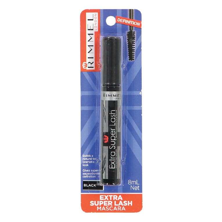 Rimmel Extra Super Lash Mascara Black Black, , hi-res