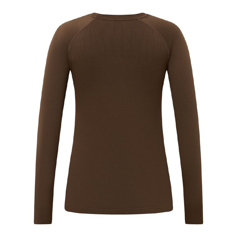 Active Intent Women's Long Sleeve Seamless Top, Brown Mid, hi-res