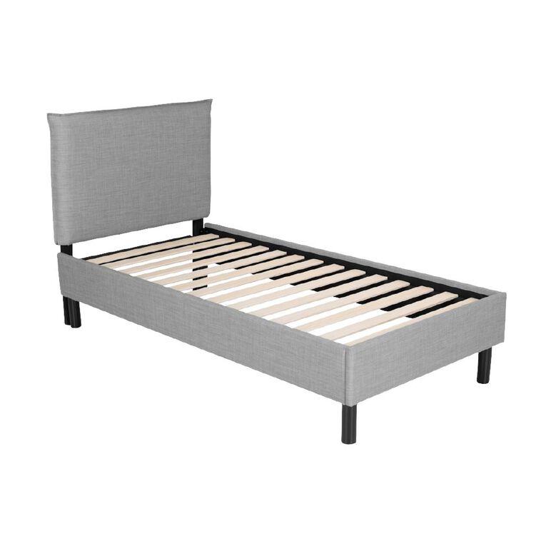 Living & Co Archie Upholstered Bed Grey Single, , hi-res