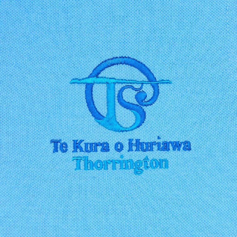 Schooltex Thorrington School New Short Sleeve Polo with Embroidery, Sky Blue, hi-res
