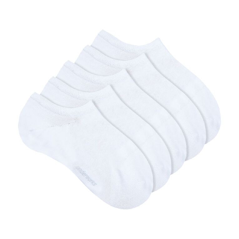 Underworks Women's No Show Sneaker Socks 5 Pack, White, hi-res