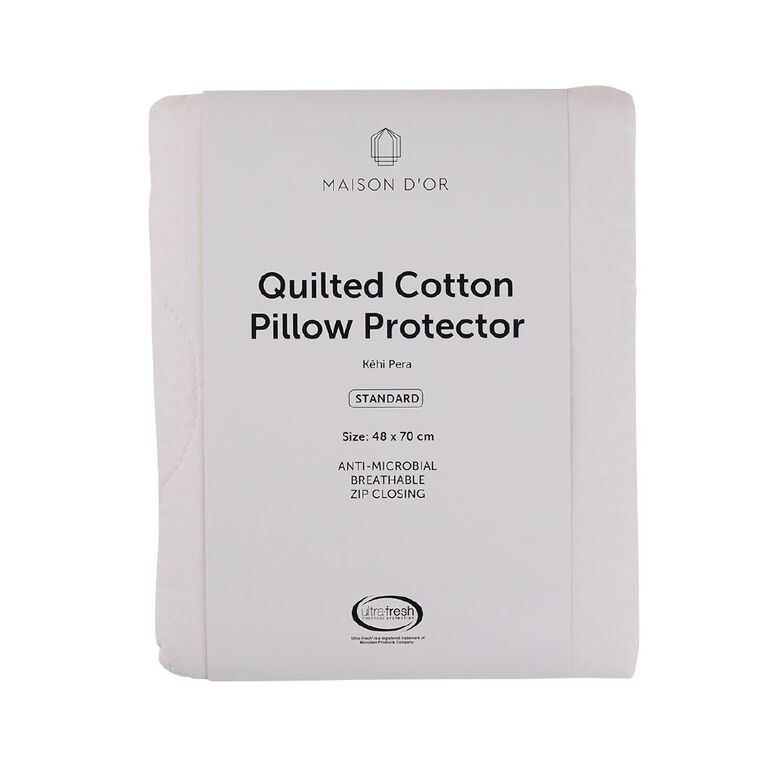 Maison d'Or Pillow Protector Cotton Quilted White One Size, , hi-res