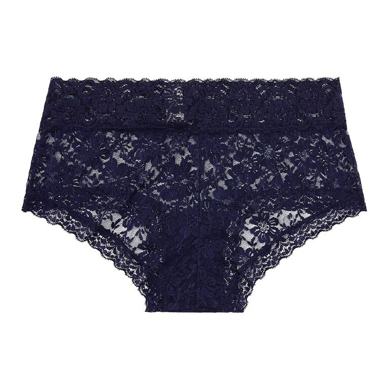 H&H Women's Poppy Lace Boyleg Briefs, Navy, hi-res