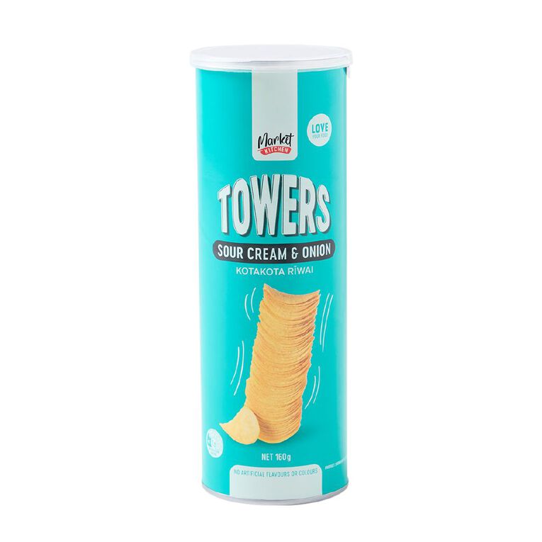 Market Kitchen Towers Sour Cream Onion 160g, , hi-res