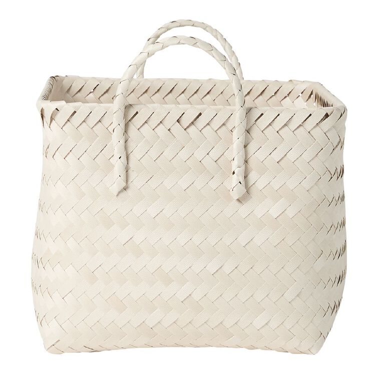Living & Co Rectangle Plastic Woven Basket Green, , hi-res