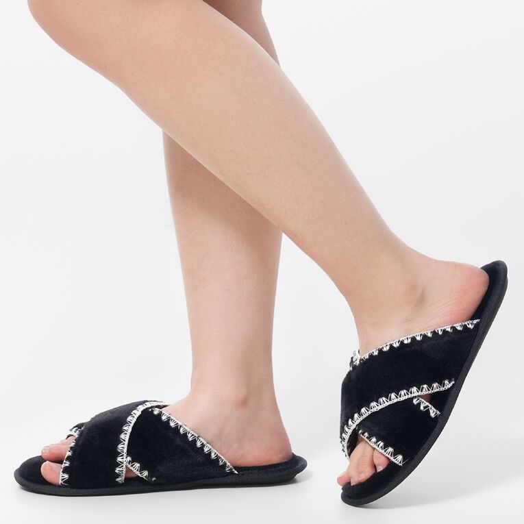 H&H Women's Bobby Slide Slippers, Black, hi-res