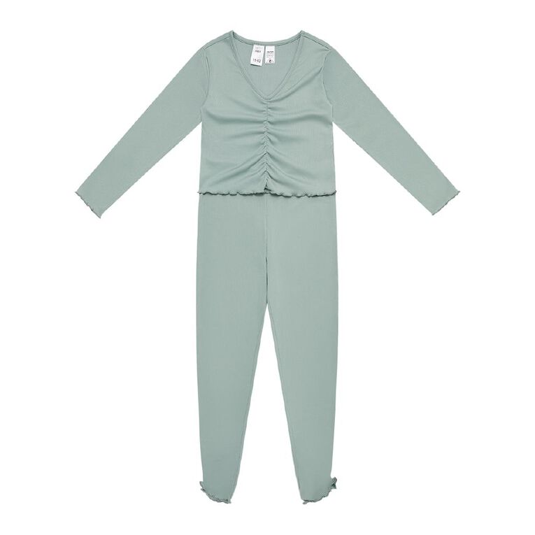 H&H Girls' Rib Pyjama Set, Blue Light, hi-res