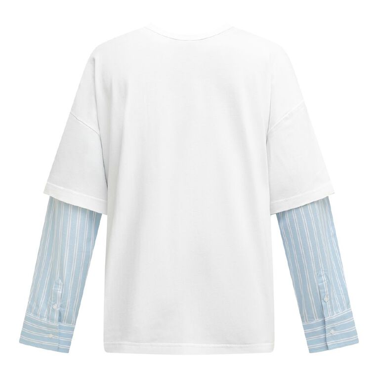 BRDRLESS Lola Long Sleeve Top, White, hi-res
