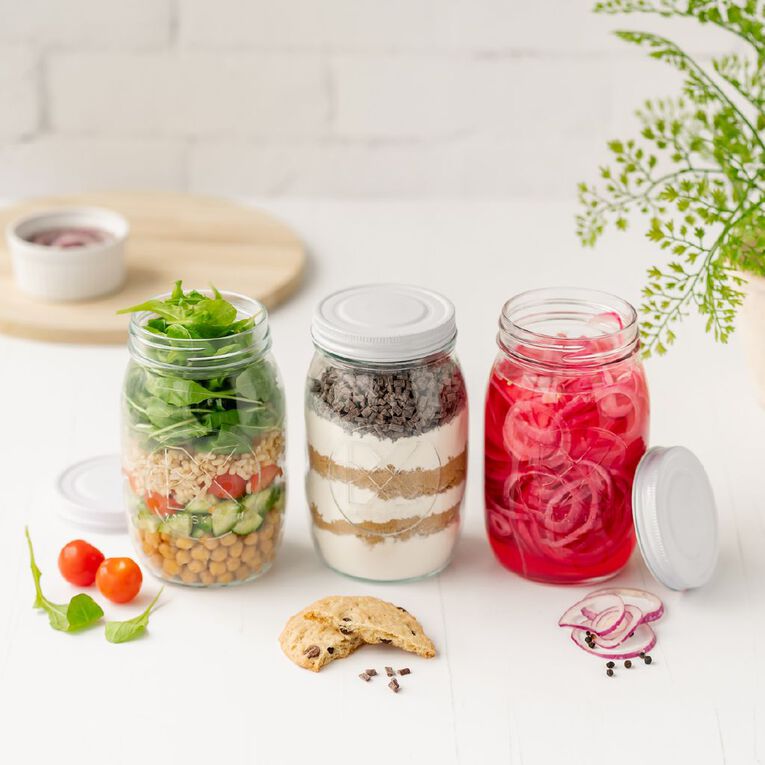 Kate's Kitchen Embossed Preserving Jar 3 Pack 1L, , hi-res