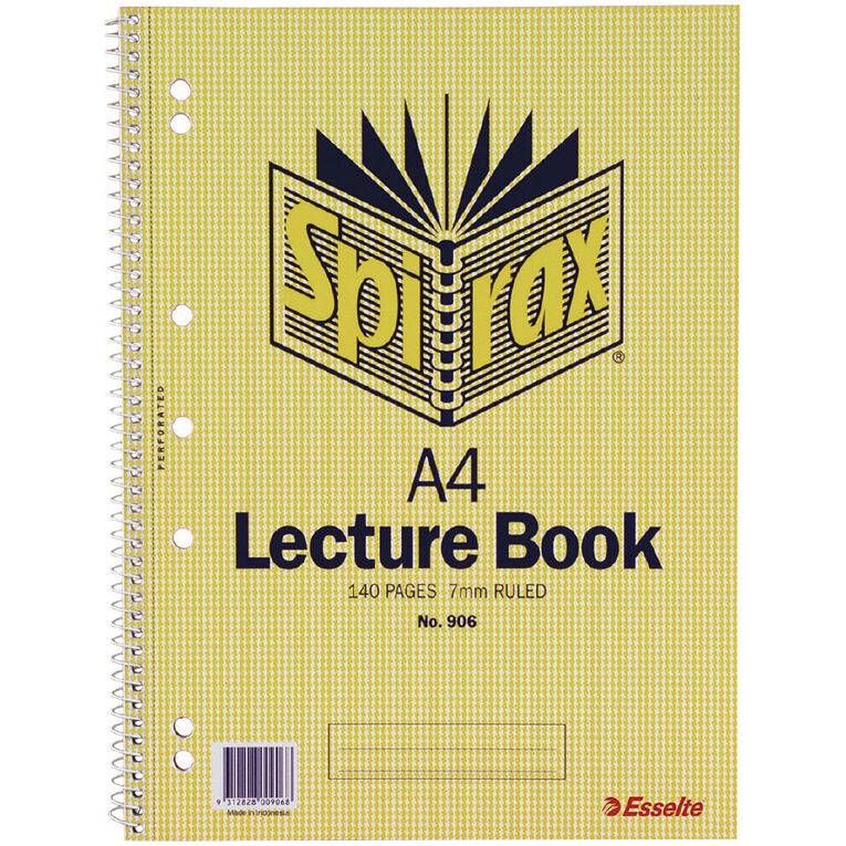 Spirax Lecture Book 906 140 Page Yellow Mid A4, , hi-res