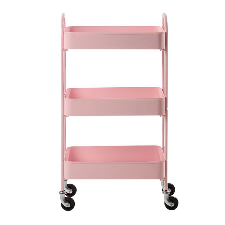 Living & Co Eva 3 Tier Metal Trolley Pink, , hi-res