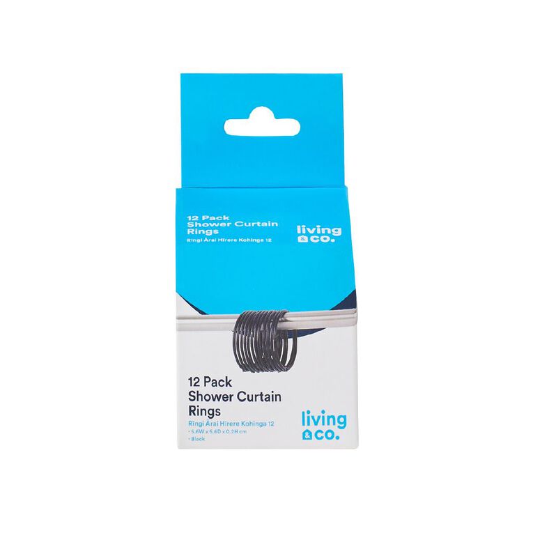 Living & Co Shower Curtain Rings S/S Black, , hi-res