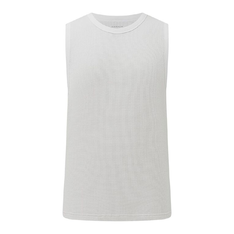 Garage Men's Waffle Singlet, White, hi-res
