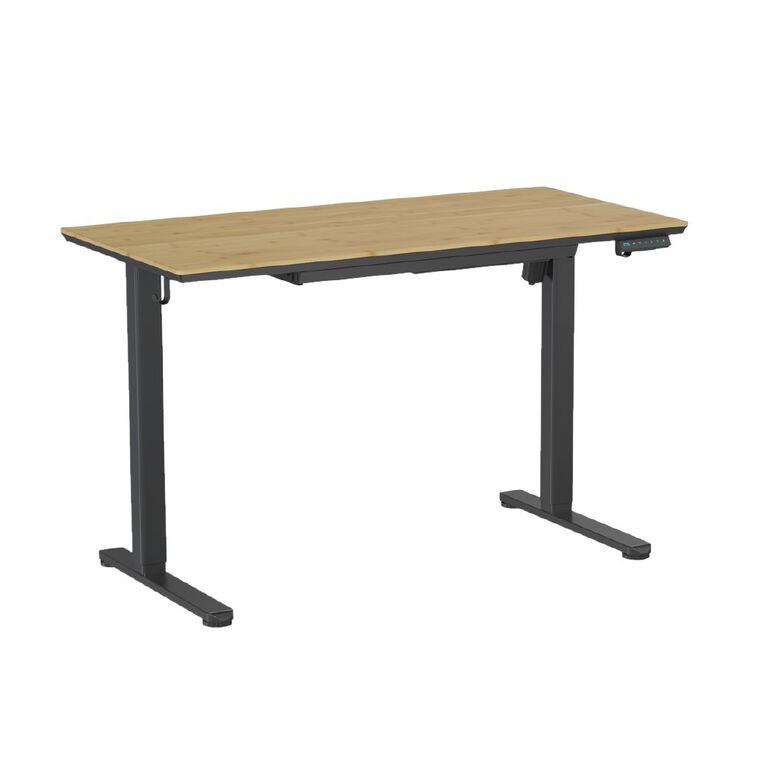Workspace Height Adjustable Desk 1200W with Drawer Bamboo, , hi-res