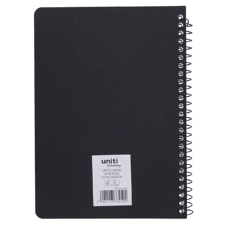 Uniti Stationery Rose A5 Notebook Black, , hi-res