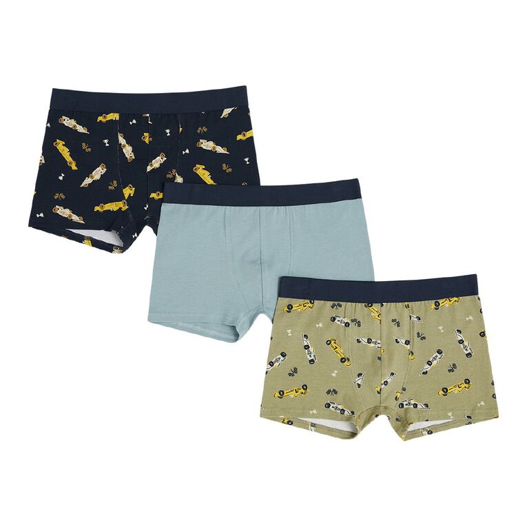 H&H Boys' Printed Trunk 3 Pack, Blue Dark, hi-res