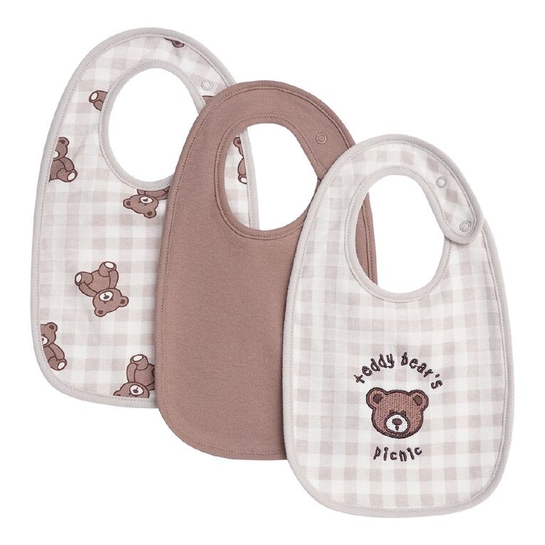 Young Original Babies' Dome Bibs 3 Pack, Cream, hi-res