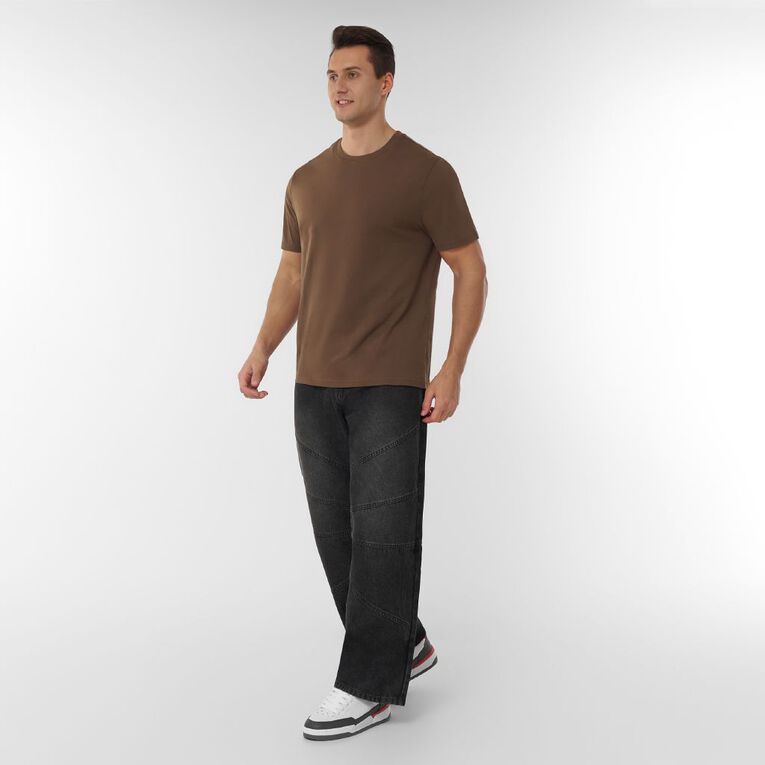 H&H Men's Regular Fit Crew Neck Tee, Brown Dark, hi-res