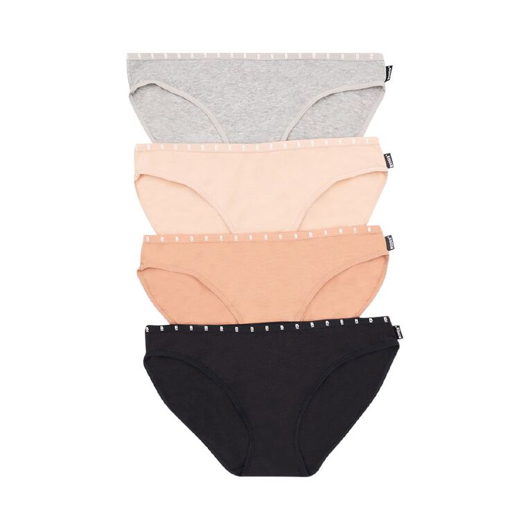 B FOR BONDS Women's Bikini Briefs 4 Pack, Black B FOR BONDS Women's Bikini Briefs 4 Pack, Black, hi-res
