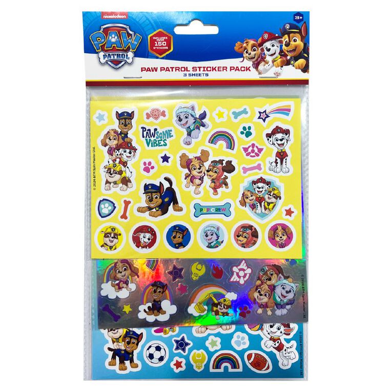 Paw Patrol 3 Sheet Sticker Pack, , hi-res
