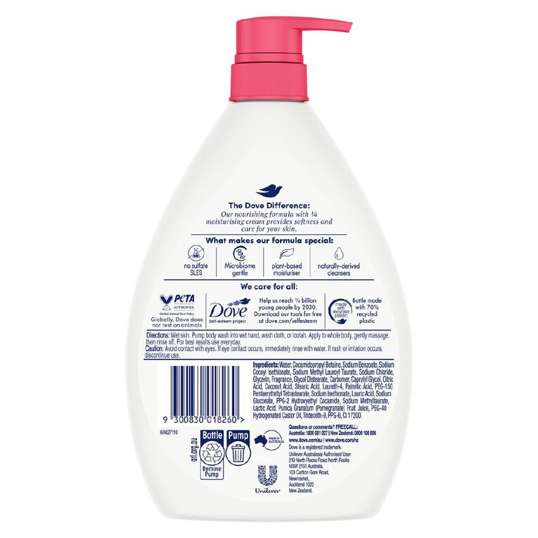 Dove Rejuvenating Pomegranate Body Wash 1L, , hi-res