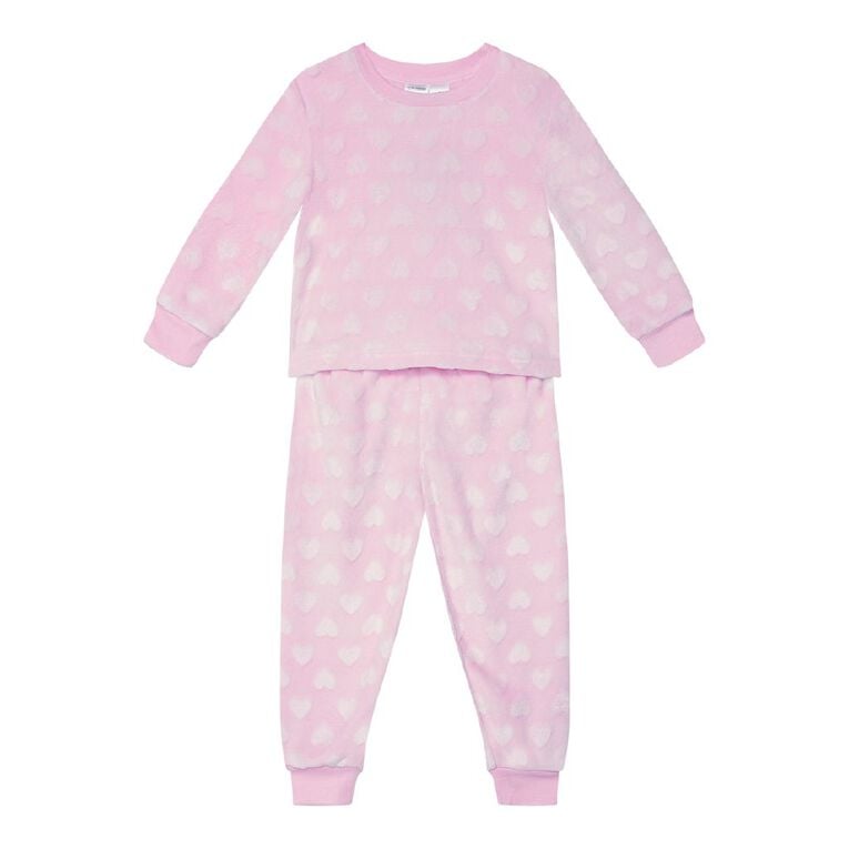 H&H Girls' Coral Fleece Pyjama Set, Pink Light, hi-res