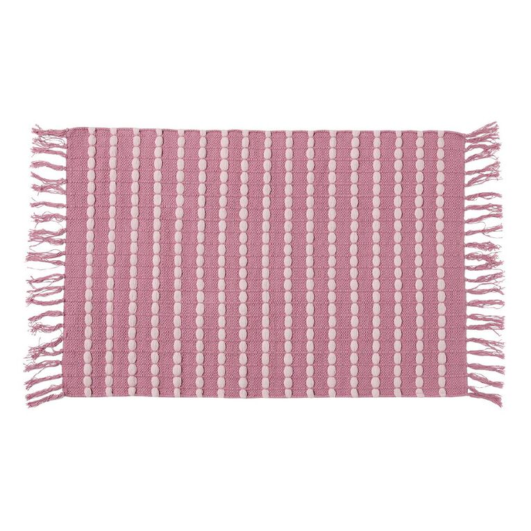 Living & Co Cotton Woven Rug Pink 60cm x 90cm, , hi-res