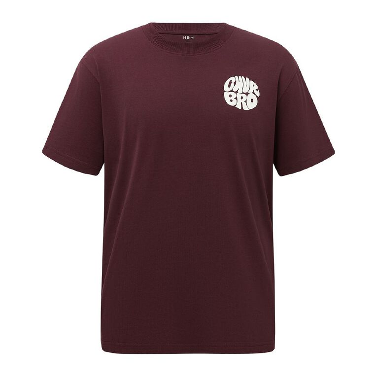 H&H Men's Relaxed Fit Graphic Tee, Brown Dark, hi-res