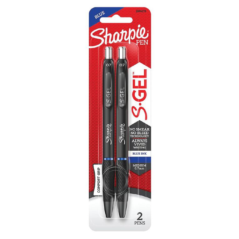 Sharpie Retractable 0.7mm Gel Pen Blue Mid 2 Pack, , hi-res