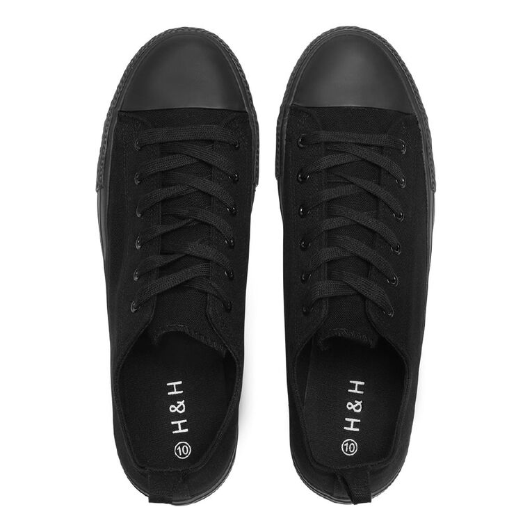 H&H Men's James Canvas Low Top Sneakers, Black, hi-res