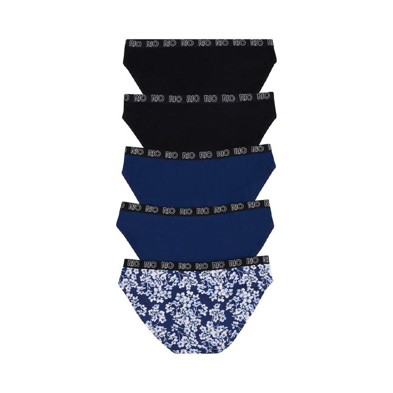 Rio Women's Bikini Briefs 5 Pack, Navy, hi-res